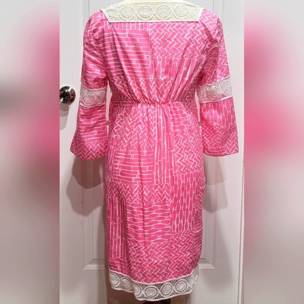 Lilly Pulitzer Chapman Tunic Pink & White Floral Lace Dress Women's Size Small - Picture 7 of 15